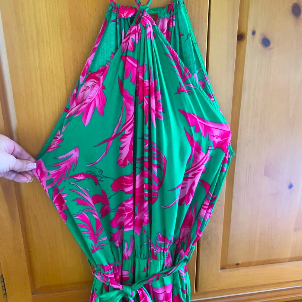 Cupshe Green and Pink Floral Midi Dress - Picture 2 of 5